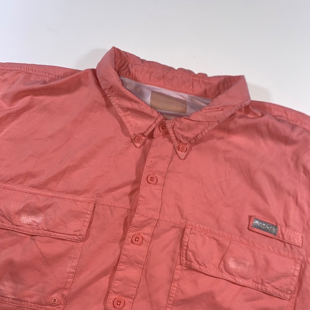 Ocean Coast Mens Short Sleeve Fishing Shirt Coral Pink‎ Ripstop Ventilated XL